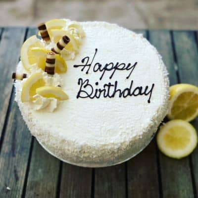 Traditional Fresh cream and Lemon curd Birthday Cake