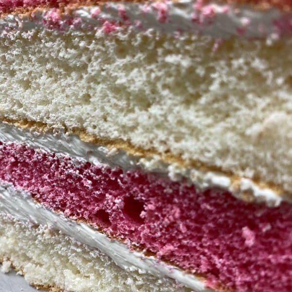 Christmas Marble cake side 2025 Mannings Bakery Pink and White Layer Cake available for collection and delivery in Dublin!