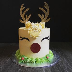 Buttercream-Reindeer-Cake-Tall-Tier Christmas Cake. Christmas Cake Delivered