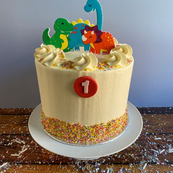 Tall Tier Dino CAKE 2023 Tall Buttercream Dino Cake