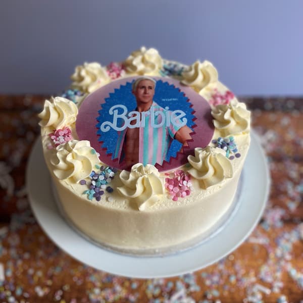 Ken Barbie Buttercream Cake Buttercream Cake with Barbie Movie Ken Logo Featuring Ryan Gosling