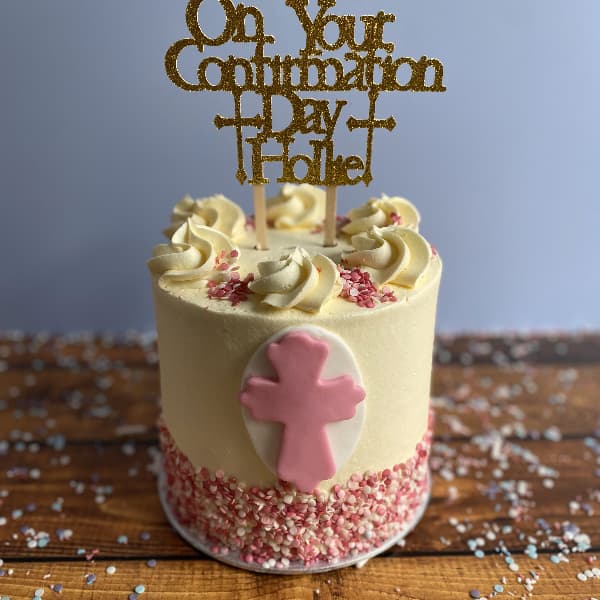 Dublins best Girls communion cake with Custom Topper