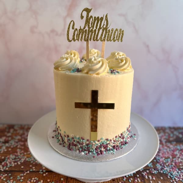 Communion Cake Tall Tier (Blue Sprinkles)