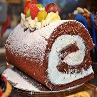 Black Forest Swiss Roll with Chocoate sponge, black cherry and Fresh Irish Cream