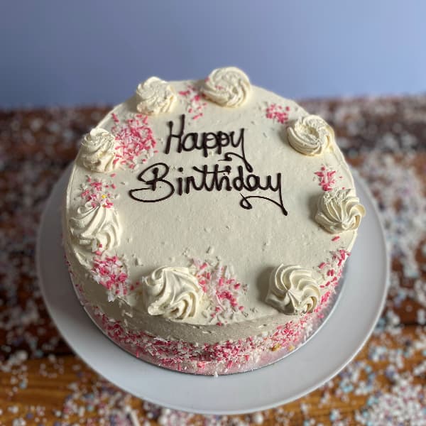 Vanilla Cream with Pink coconut Pink & White Vanilla Cream Cake