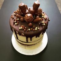 Tall tier Chocolate Cake with Ferrero Roche and Kinder Bueno