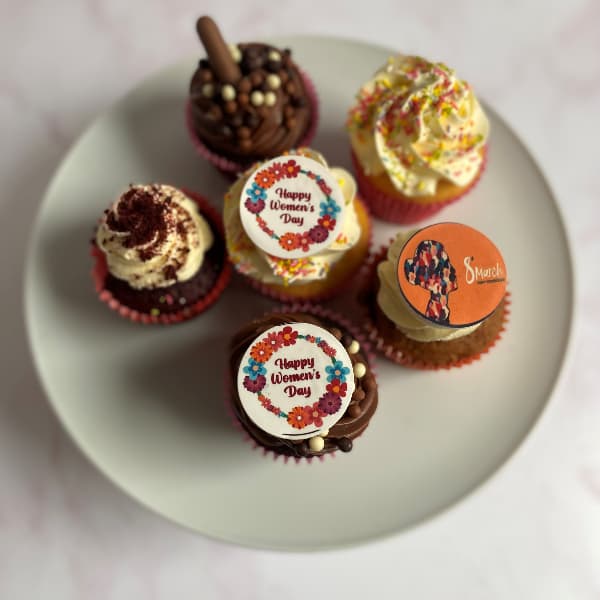 Assorted International womens day cupcakes